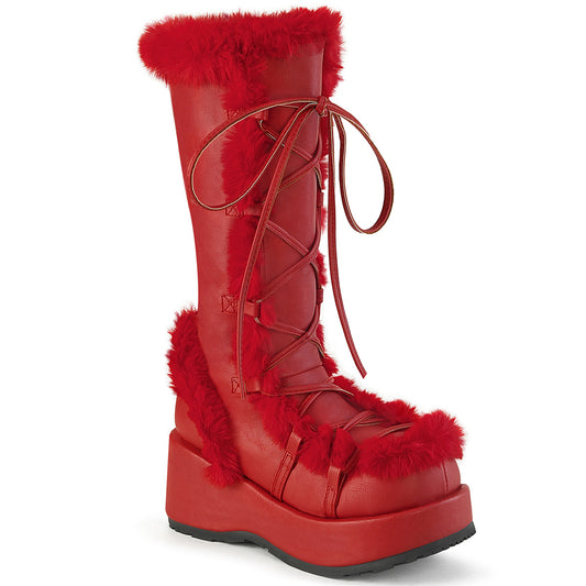 CUBBY-311 Alternative Footwear Demonia Women's Mid-Calf & Knee High Boots Red Vegan Leather