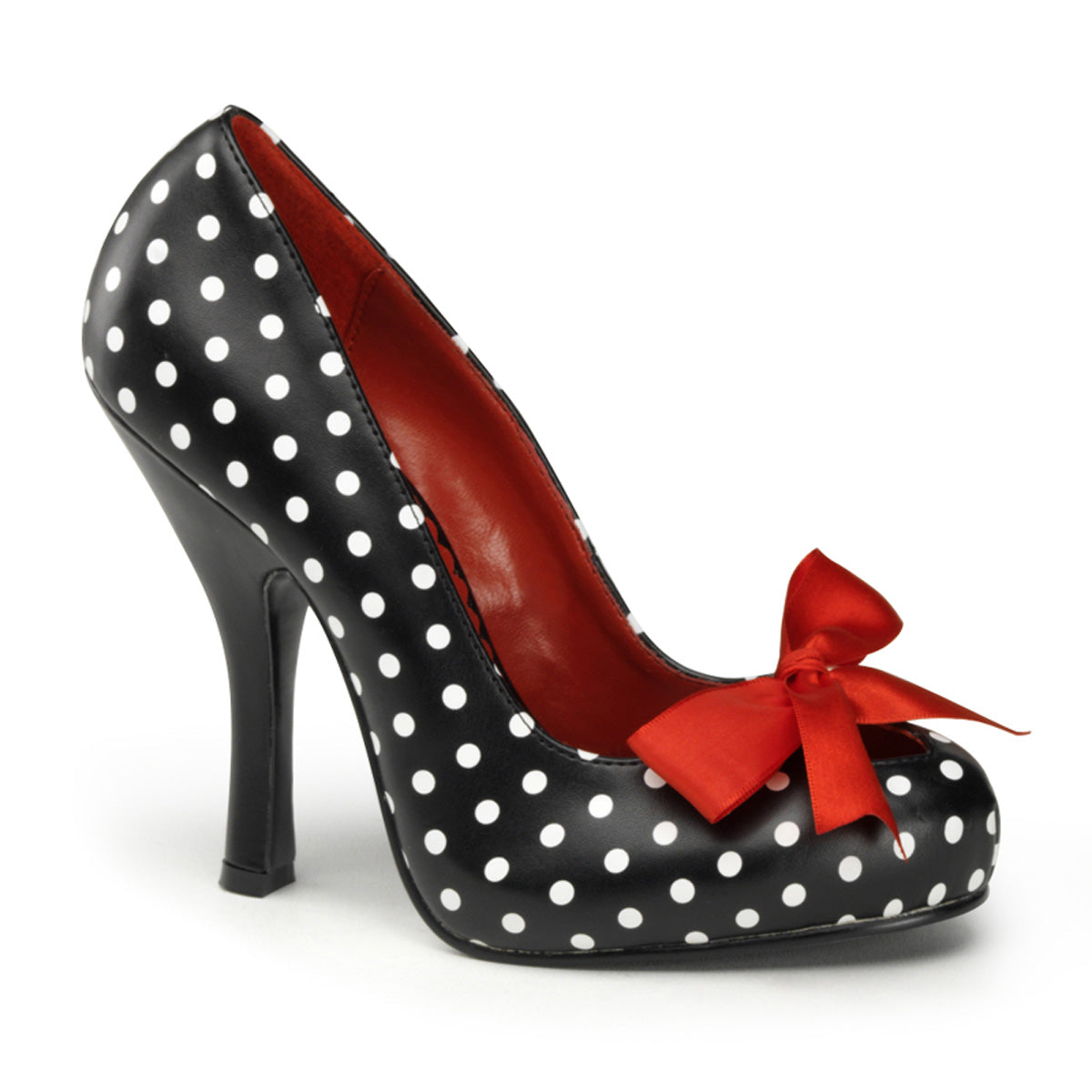 CUTIEPIE-06 Retro Glamour Pin Up Couture Platforms Blk-Wht Pu (Polka Dots Print)