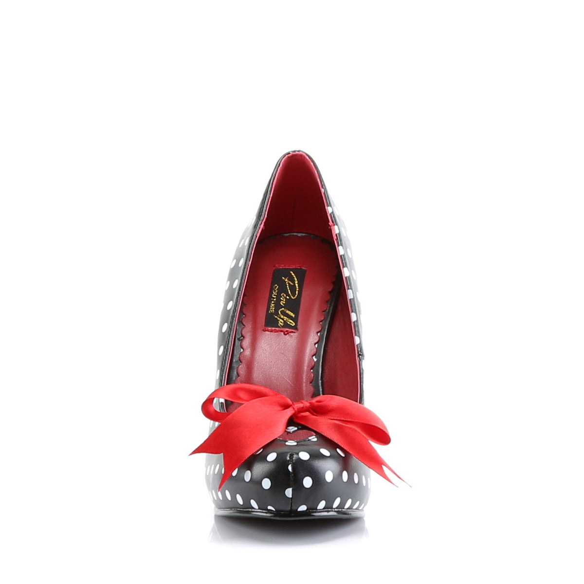 CUTIEPIE-06 Retro Glamour Pin Up Couture Platforms Blk-Wht Pu (Polka Dots Print)