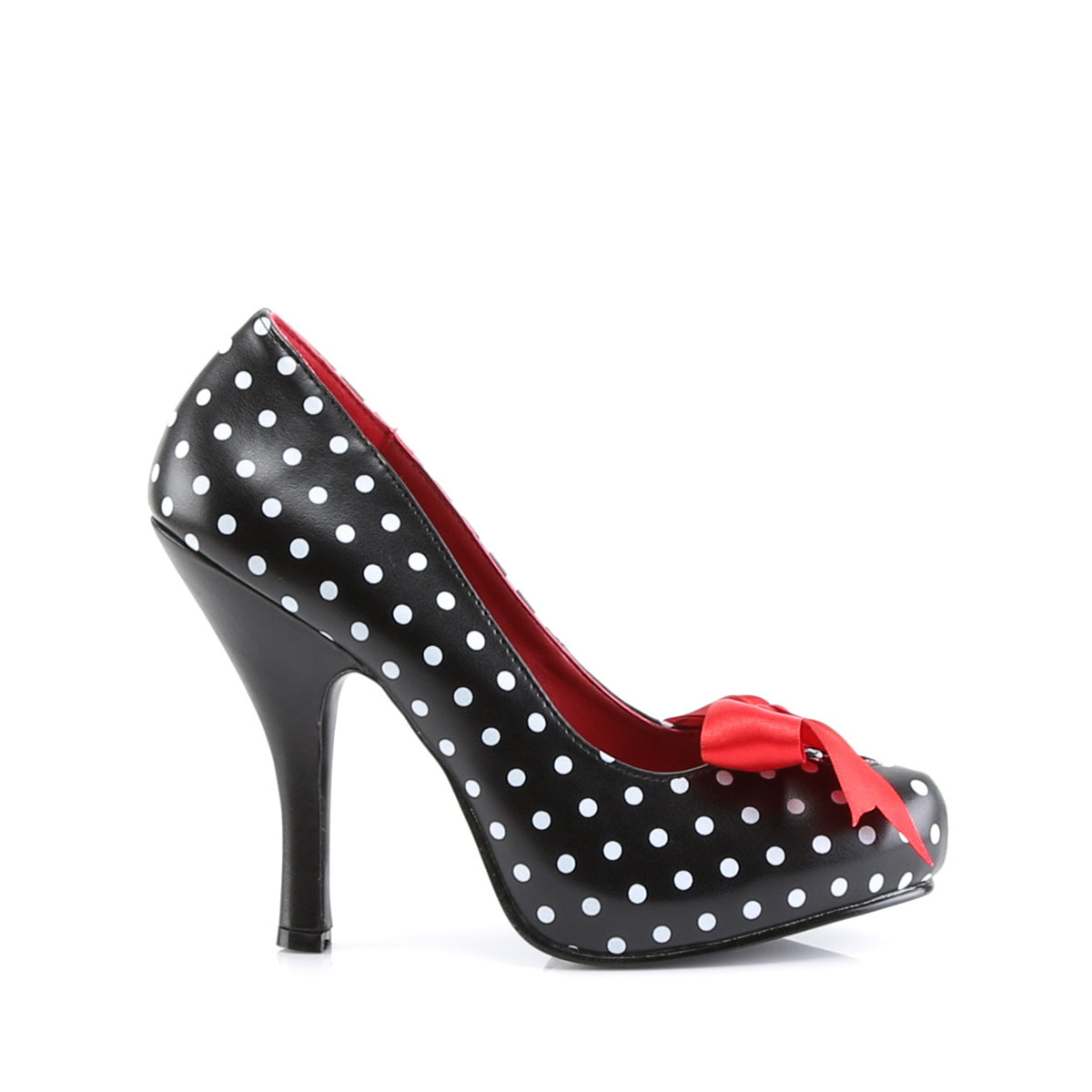 CUTIEPIE-06 Retro Glamour Pin Up Couture Platforms Blk-Wht Pu (Polka Dots Print)