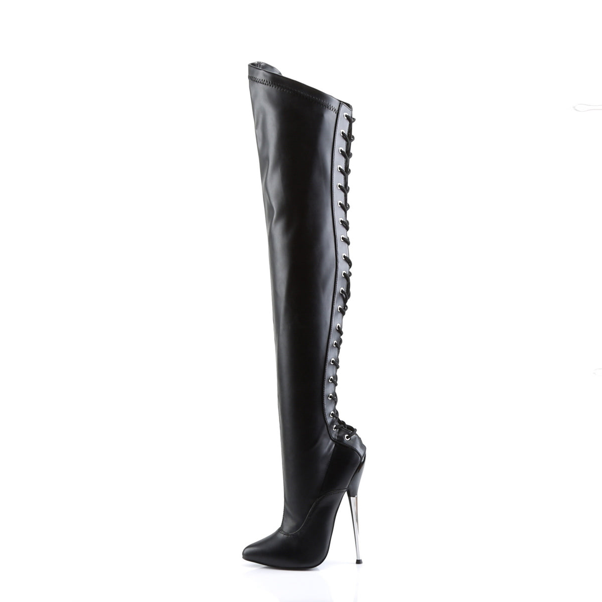 DAGGER-3060 Devious Heels Black Stretch Pu Single Soles [Fetish Heels]