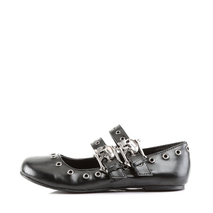 DAISY-03 DemoniaCult Black Vegan Leather Sexy Women's Flats (Alternative Footwear)