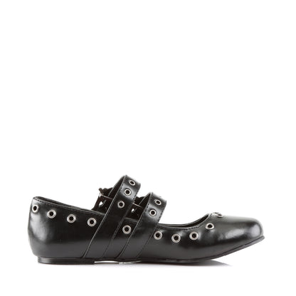 DAISY-03 DemoniaCult Black Vegan Leather Sexy Women's Flats (Alternative Footwear)