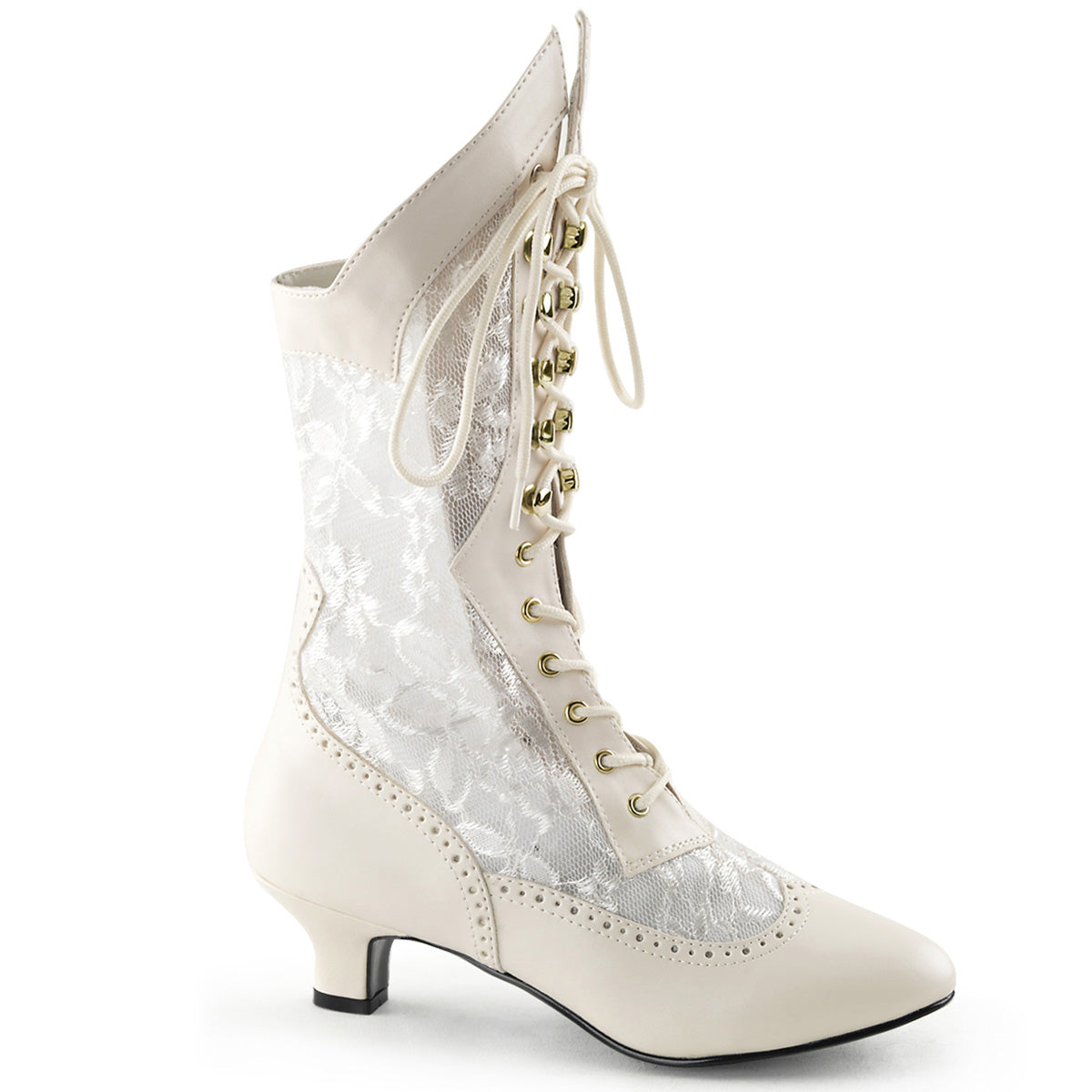 DAME-115 Fancy Dress Costume Funtasma Women's Boots Ivory Pu-Lace