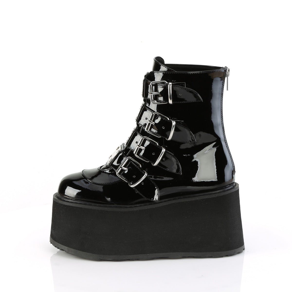 DAMNED-105 Demonia Black Patent Women's Ankle Boots [Demonia Cult Alternative Footwear]