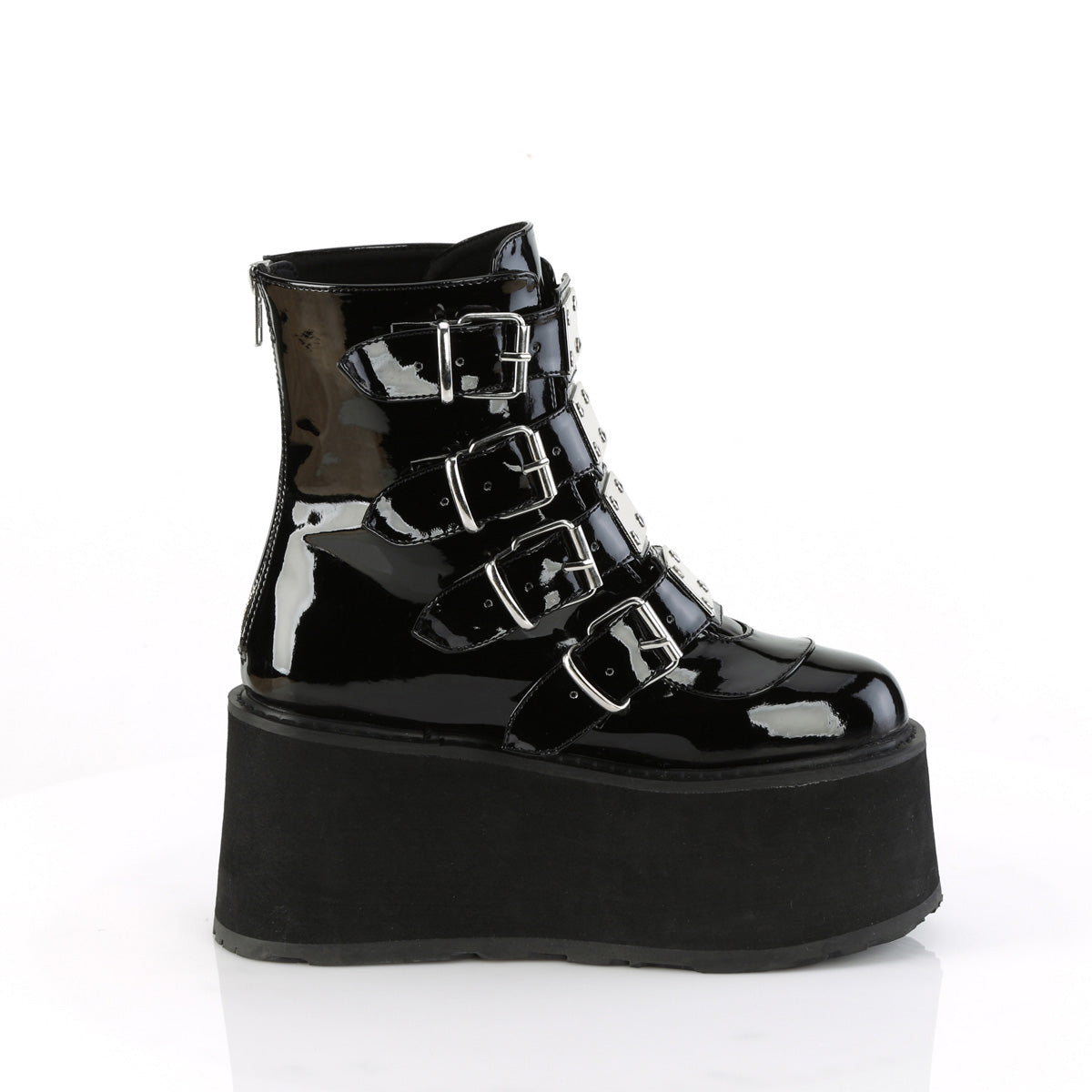 DAMNED-105 Demonia Black Patent Women's Ankle Boots [Demonia Cult Alternative Footwear]