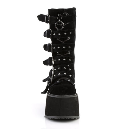 damned 225 alternative footwear Demonia Gothic womens mid calf knee high boots blk vegan leather