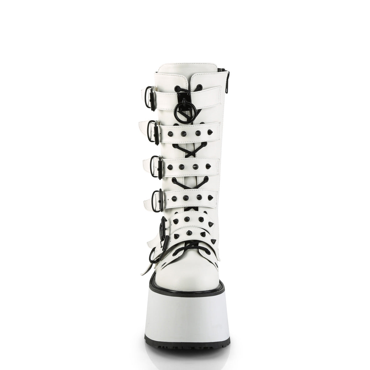 DAMNED-225 Demonia White Vegan Leather Women's Mid-Calf & Knee High Boots [Demonia Cult Alternative Footwear]