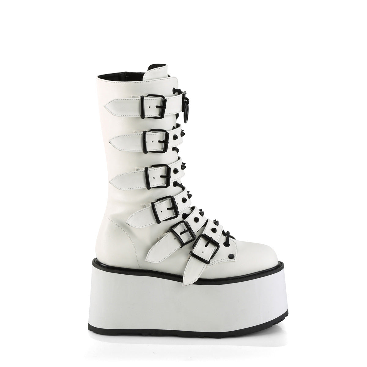 DAMNED-225 Demonia White Vegan Leather Women's Mid-Calf & Knee High Boots [Demonia Cult Alternative Footwear]