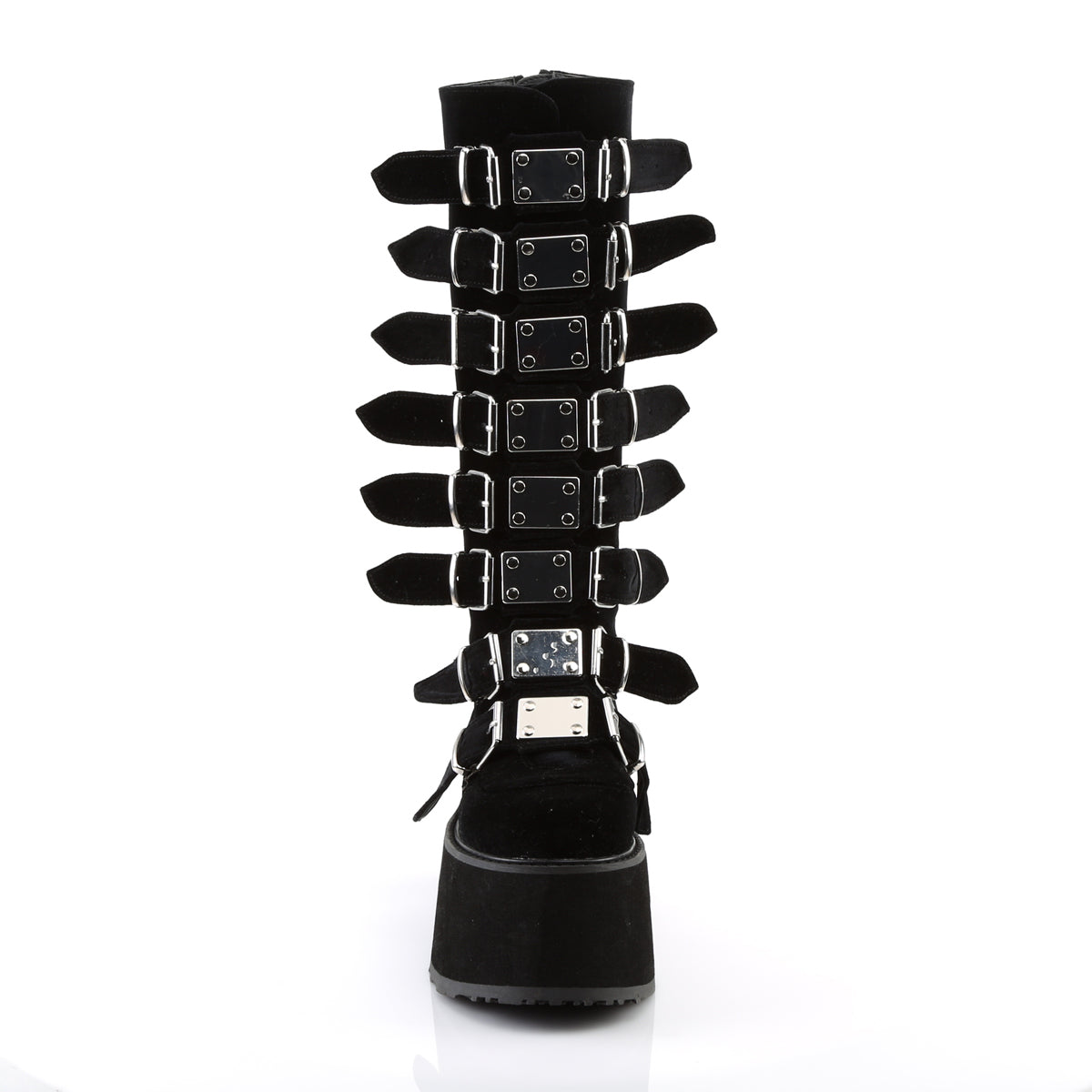 DAMNED-318 Demonia Black Velvet Women's Mid-Calf & Knee High Boots [Demonia Cult Alternative Footwear]