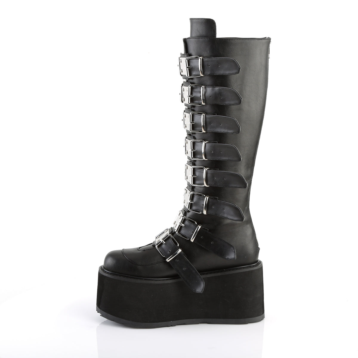 DAMNED-318 Demonia Black Vegan Leather Women's Mid-Calf & Knee High Boots [Demonia Cult Alternative Footwear]