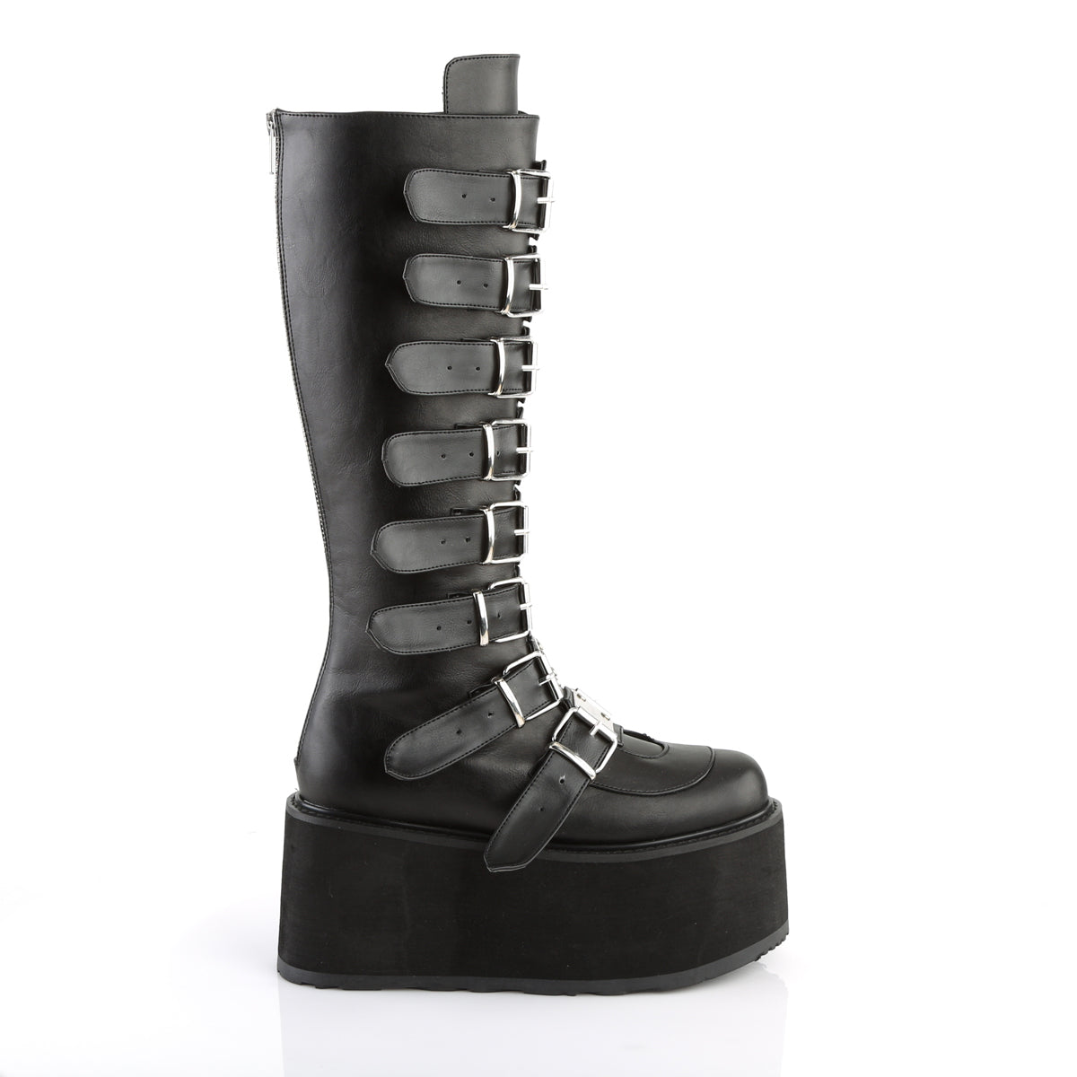 DAMNED-318 Demonia Black Vegan Leather Women's Mid-Calf & Knee High Boots [Demonia Cult Alternative Footwear]