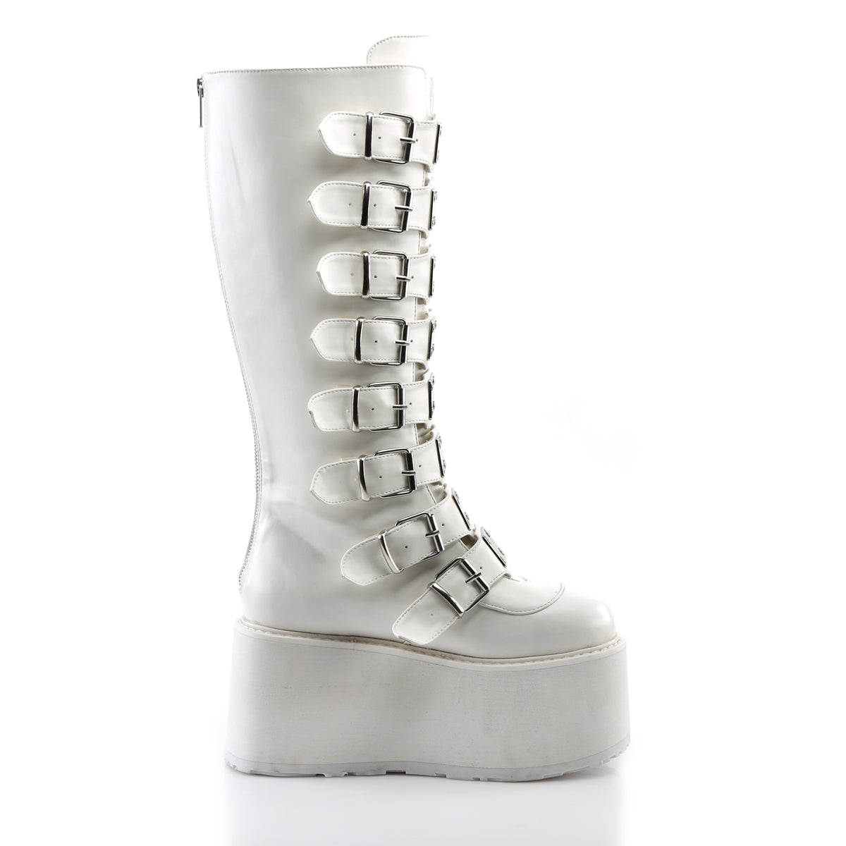 DAMNED-318 Demonia White Vegan Leather Women's Mid-Calf & Knee High Boots [Demonia Cult Alternative Footwear]