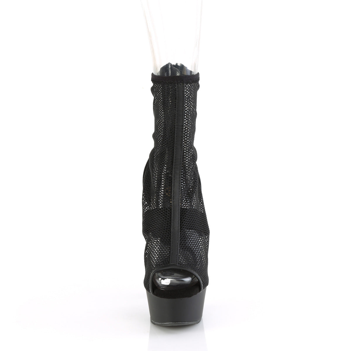 DELIGHT-1006 Pleaser Black Faux Leather-Mesh/Black Matte Platform Shoes [Sexy Ankle Boots]