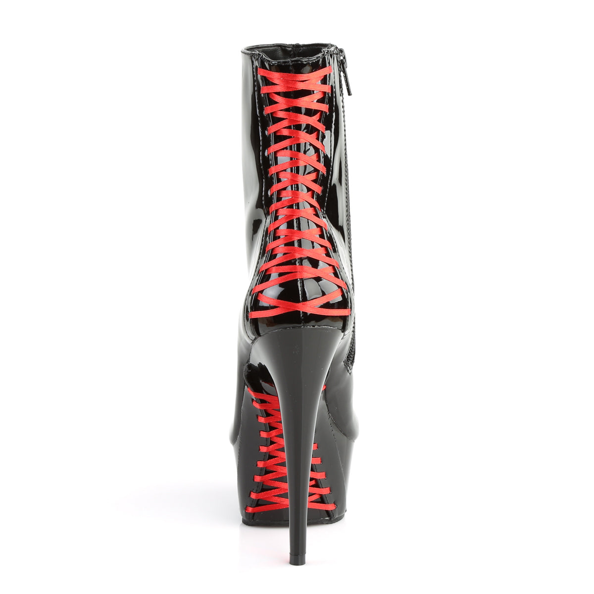 DELIGHT-1010 Pleaser Black Patent-Red/Black Platform Shoes [Sexy Ankle Boots]