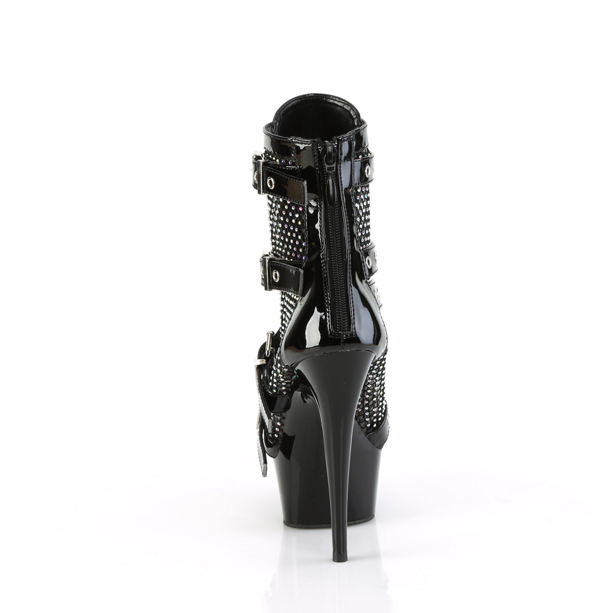 DELIGHT-1013RM Pleaser Black Patent-Rhinestones Mesh/Black Platform Shoes [Kinky Boots]