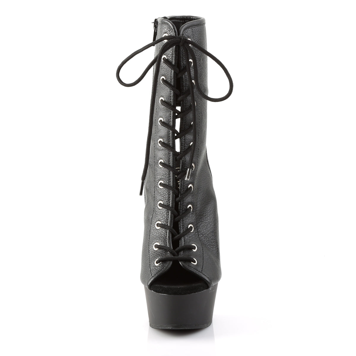 DELIGHT-1016 Pleaser Black Faux Leather/Black Matte Platform Shoes [Sexy Ankle Boots]