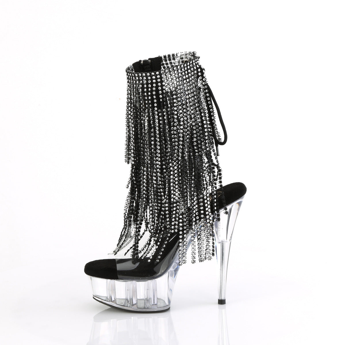DELIGHT-1017RSF Pleaser Clear-Black/Clear Platform Shoes [Sexy Ankle Boots]