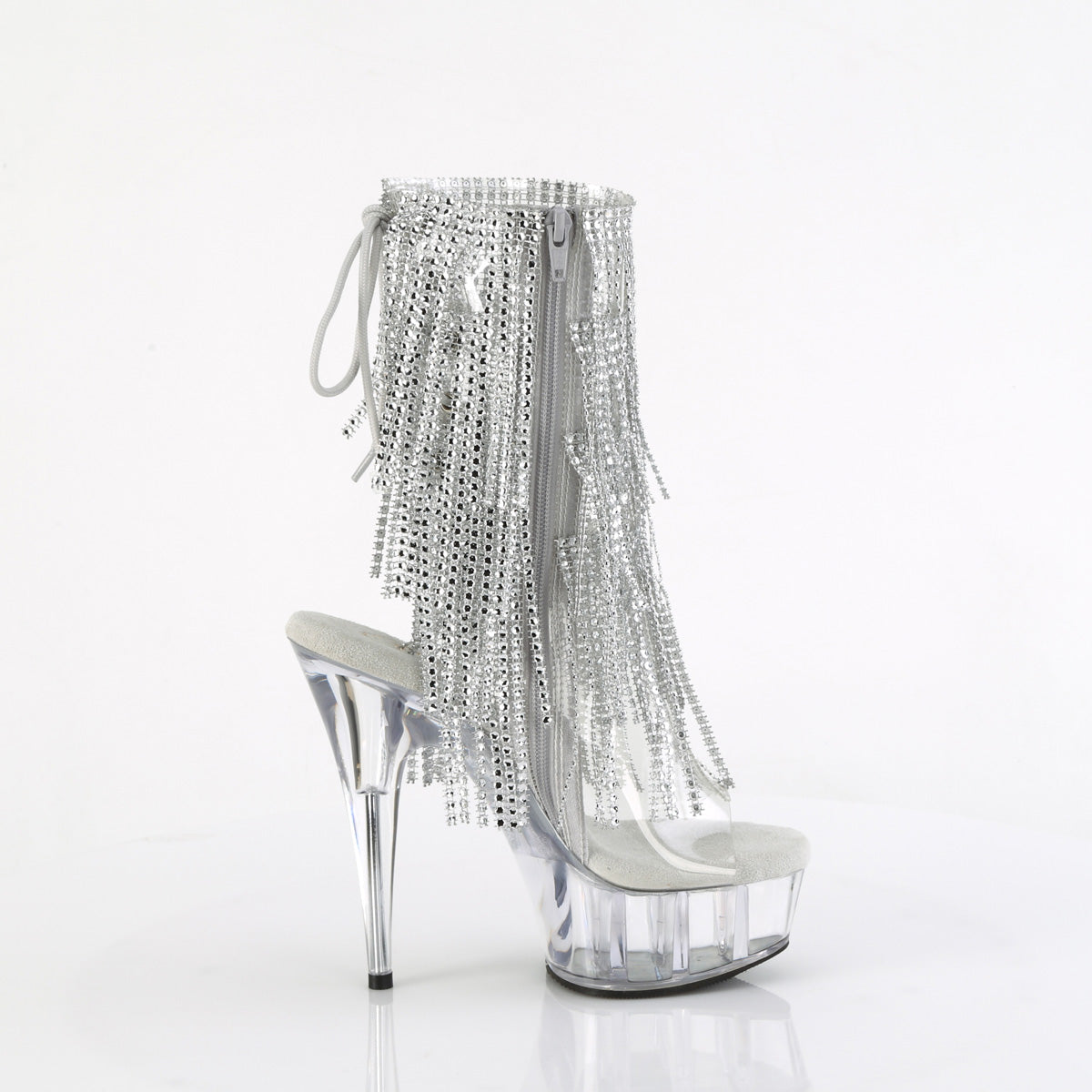 DELIGHT-1017RSF Pleaser Clear-Silver/Clear Platform Shoes [Sexy Ankle Boots]