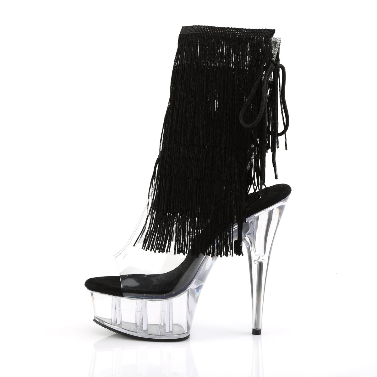 DELIGHT-1017TF Pleaser Clear-Black/Clear Platform Shoes [Sexy Ankle Boots]