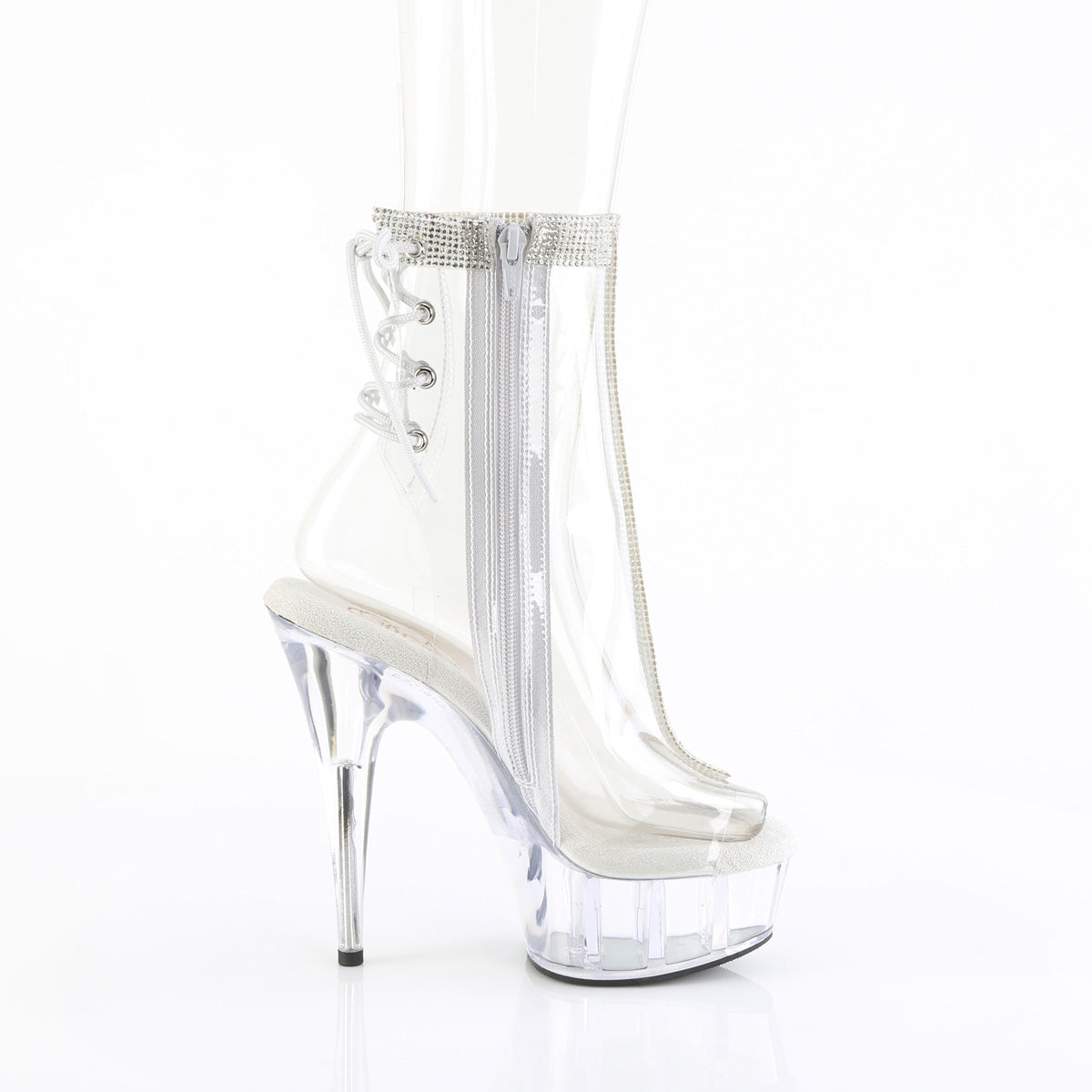 DELIGHT-1018C-2RS Pleaser Clear-Rhinestones/Clear Platform Shoes [Sexy Ankle Boots]