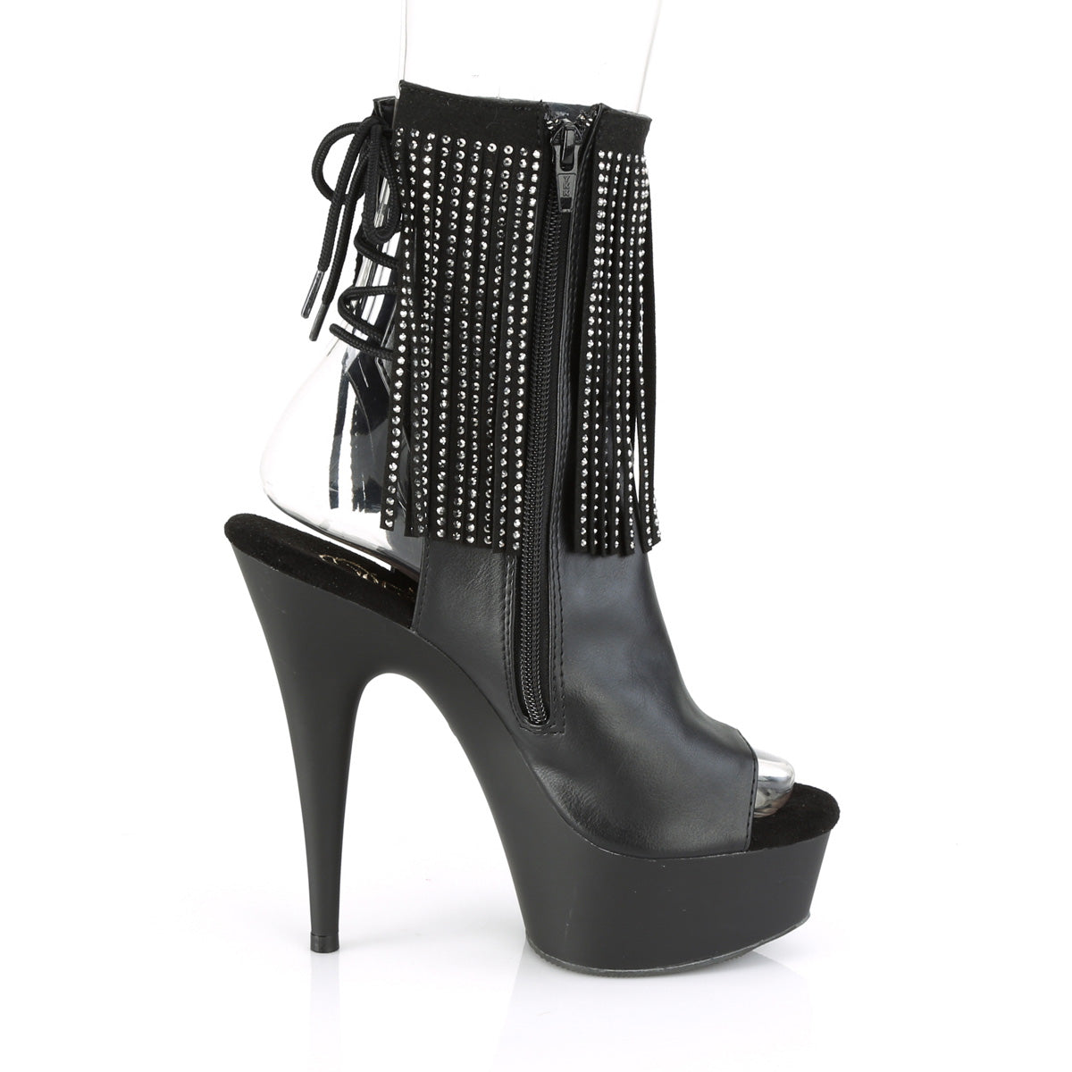 DELIGHT-1018RSF Pleaser Black Faux Leather/Black Matte Platform Shoes [Sexy Ankle Boots]