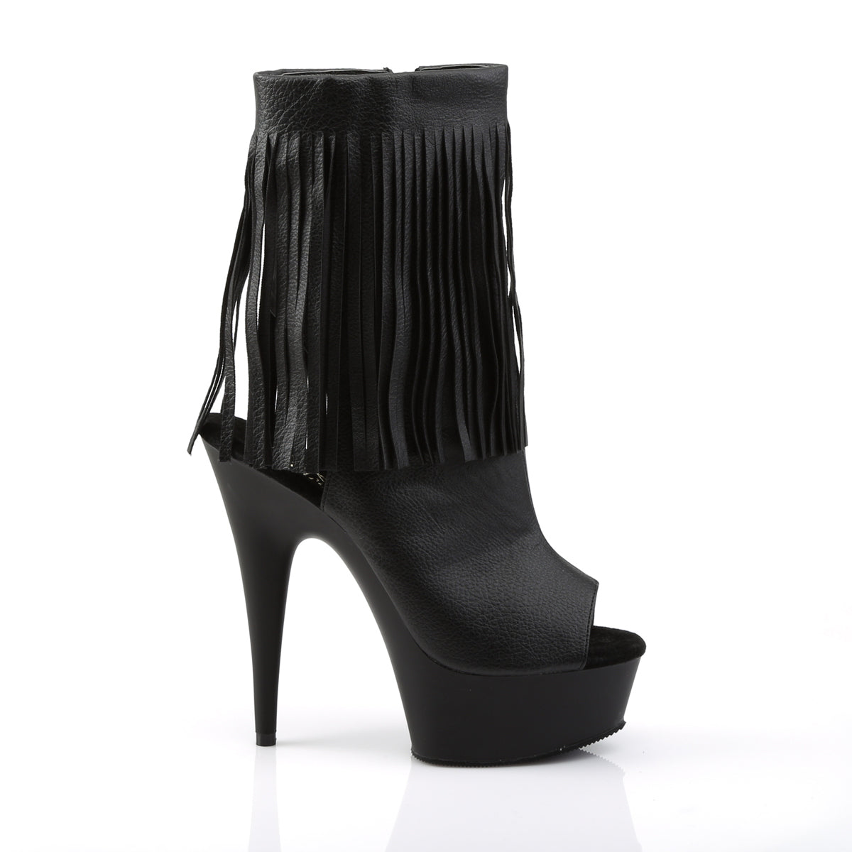 DELIGHT-1019 Pleaser Black Faux Leather/Black Matte Platform Shoes [Sexy Ankle Boots]