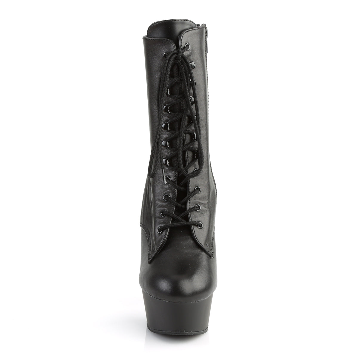 DELIGHT-1020 Pleaser Black Leather/Black Platform Shoes [Sexy Ankle Boots]