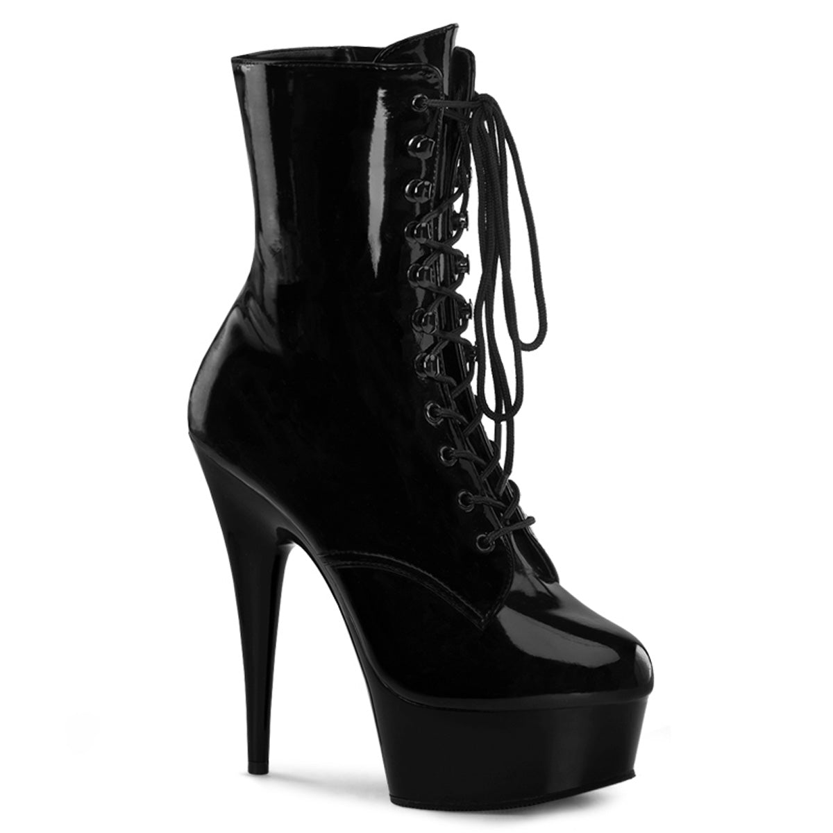 DELIGHT-1020 Strippers Heels Pleaser Platforms (Exotic Dancing) Blk Pat/Blk