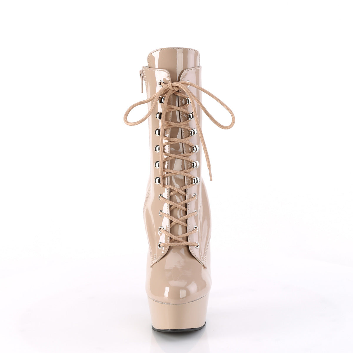 DELIGHT-1020 Pleaser NudePatent/Nude Platform Shoes [Sexy Ankle Boots]