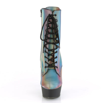 DELIGHT-1020REFL Pleaser Rainbow Reflective/Black Matte Sexy Platform Shoes (Pole Dancing Heels)