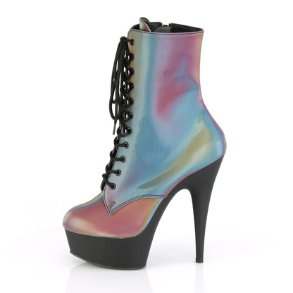 DELIGHT-1020REFL Pleaser Rainbow Reflective/Black Matte Sexy Platform Shoes (Pole Dancing Heels)