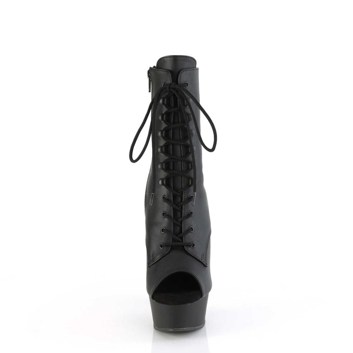 DELIGHT-1021 Pleaser Black Faux Leather/Black Matte Platform Shoes [Sexy Ankle Boots]