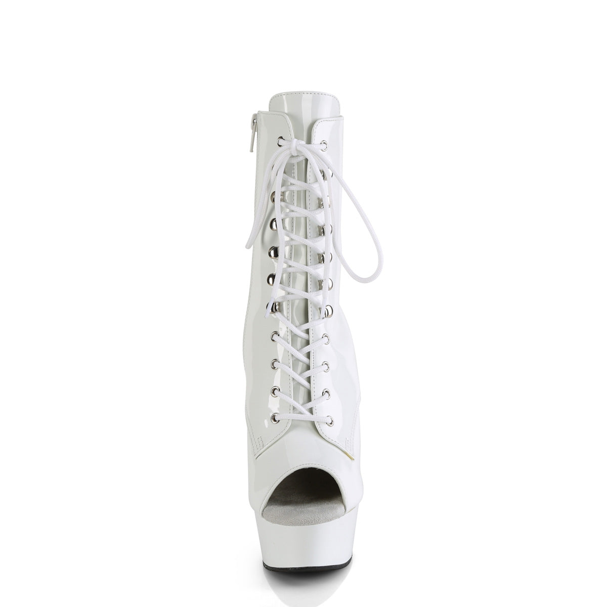 DELIGHT-1021 Pleaser White Patent/White Platform Shoes [Sexy Ankle Boots]