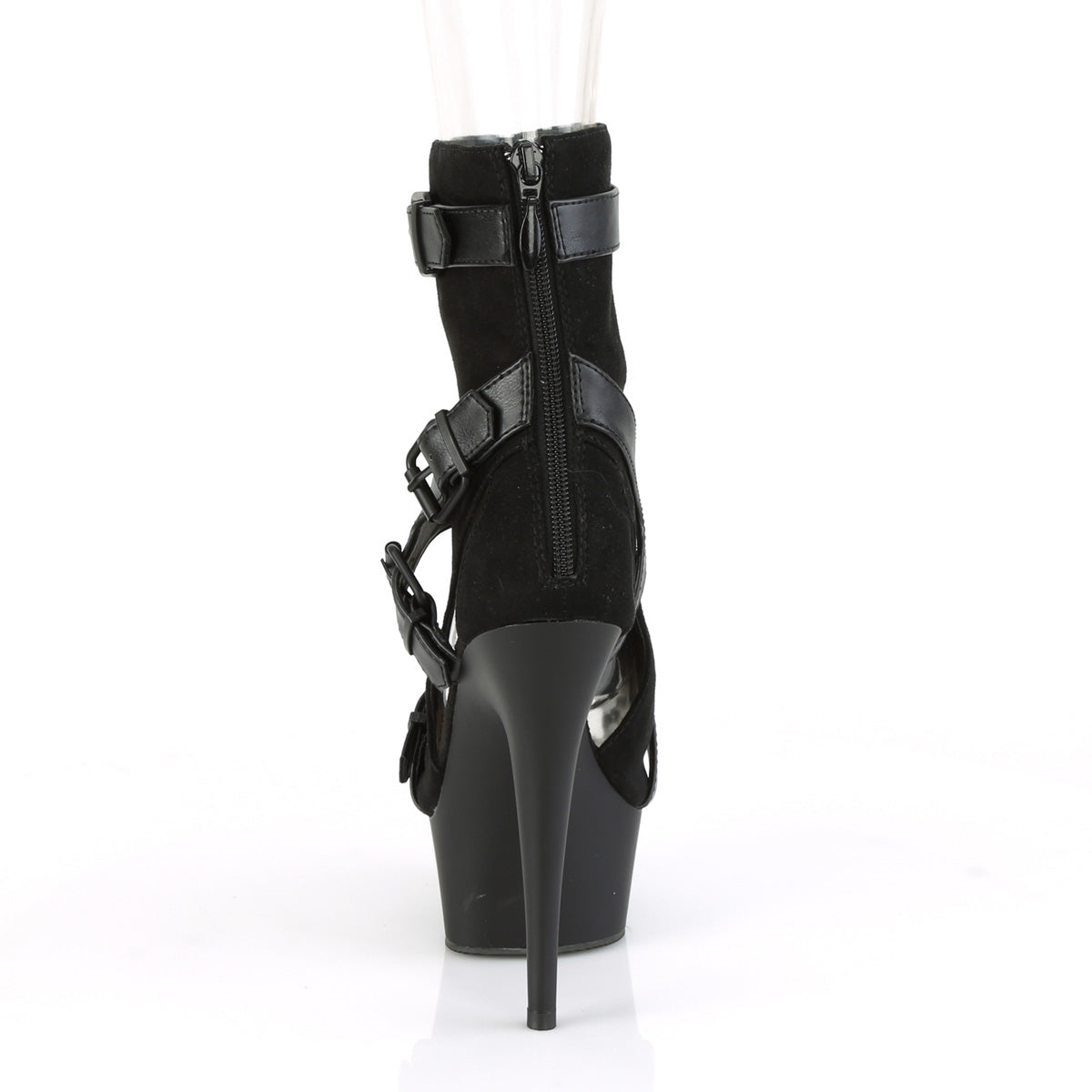 DELIGHT-1037 Pleaser Black Faux Suede-Faux Leather/Black Matte Platform Shoes [Sexy Ankle Boots]