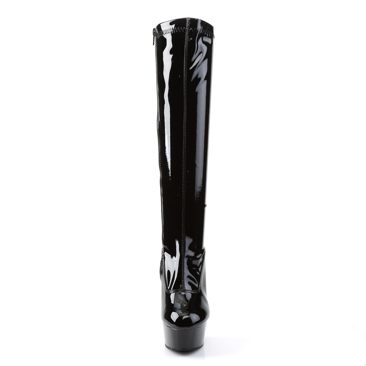 DELIGHT-2000 Pleaser Black Stretch Patent/Black Platform Shoes [Sexy Knee High Boots]