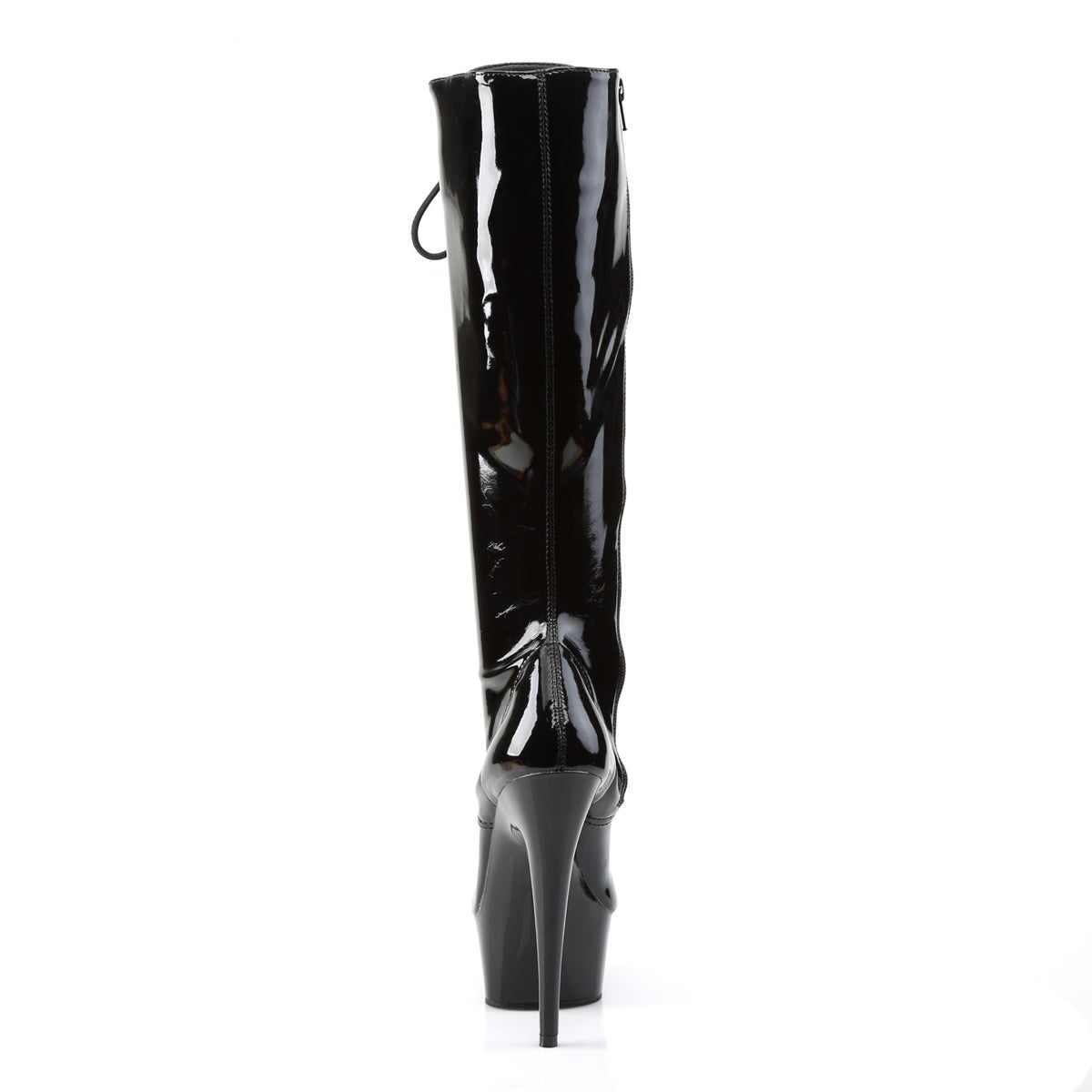 DELIGHT-2023 Pleaser Black Stretch Patent/Black Platform Shoes [Sexy Knee High Boots]