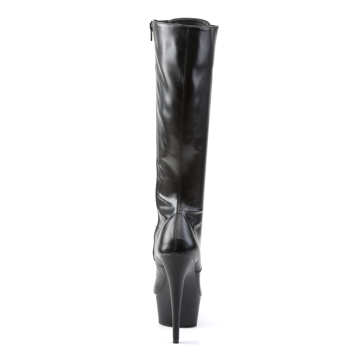 DELIGHT-2023 Pleaser Black Stretch Faux Leather/Black Matte Platform Shoes [Sexy Knee High Boots]