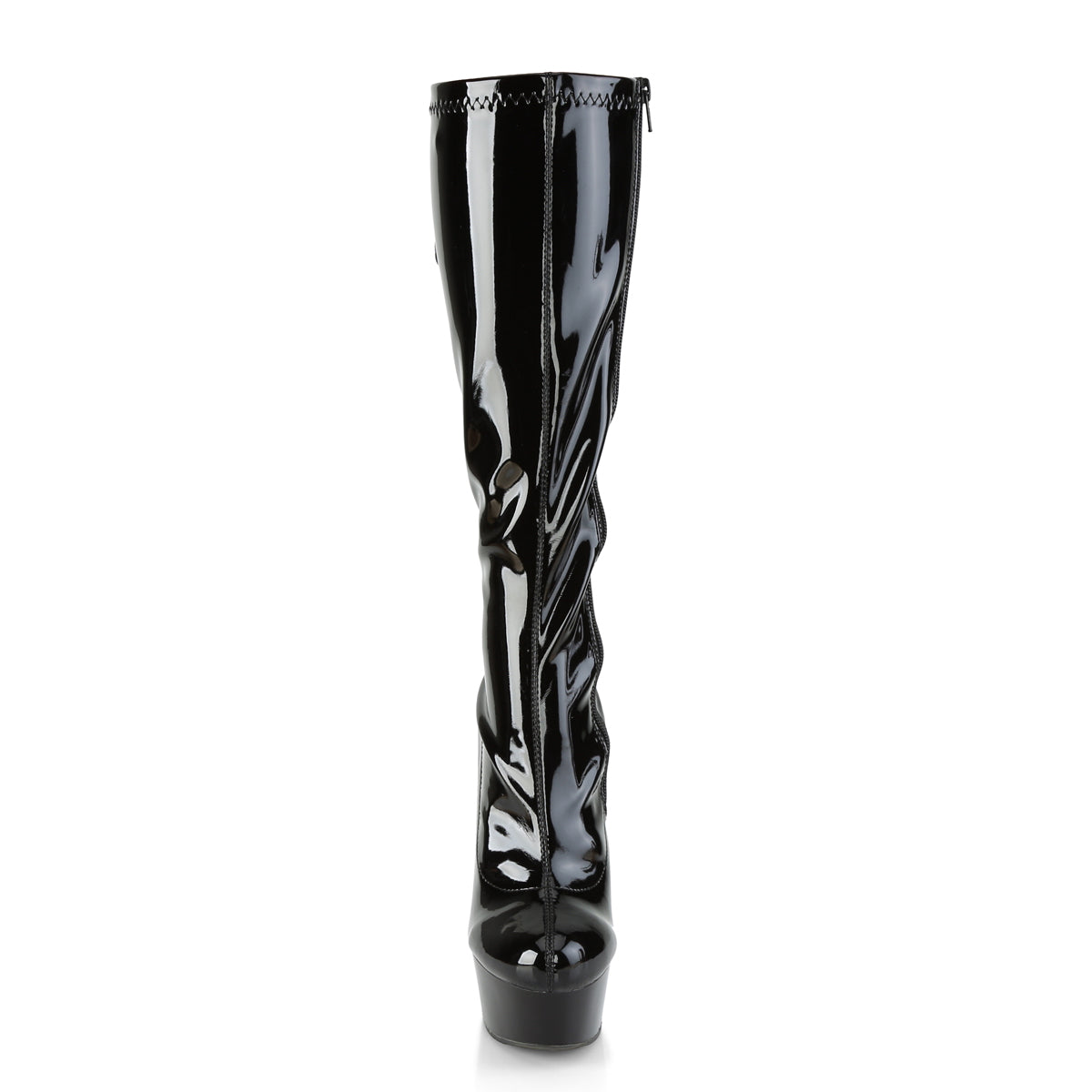 DELIGHT-2029 Pleaser Black Stretch Patent/Black Platform Shoes [Sexy Knee High Boots]