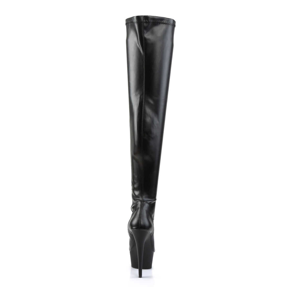 DELIGHT-3000 Pleaser Black Stretch Faux Leather/Black Matte Platform Shoes [Thigh High Boots]