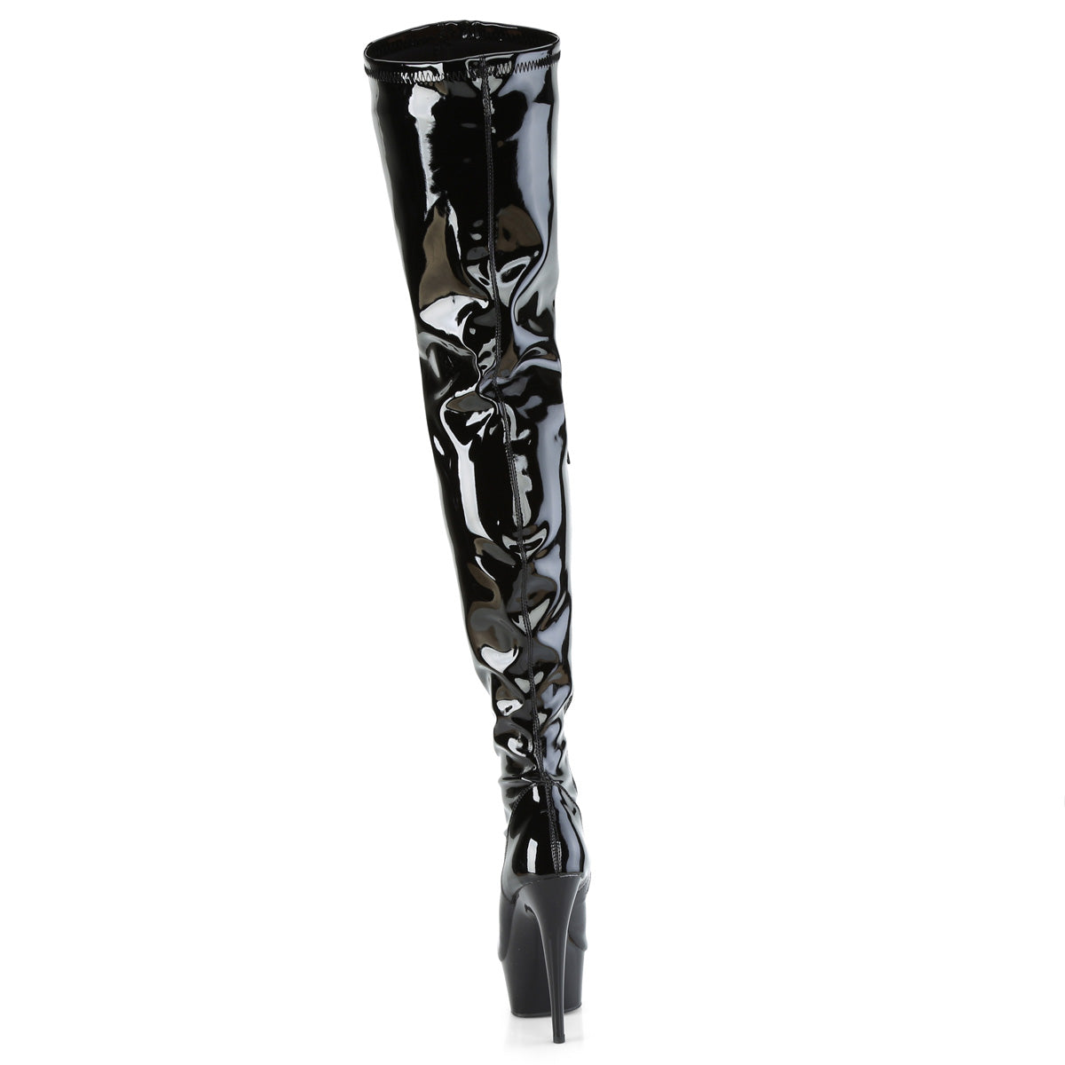 DELIGHT-3000BONE Pleaser Black Stretch Patent/Black Platform Shoes [Sexy Thigh High Boots]