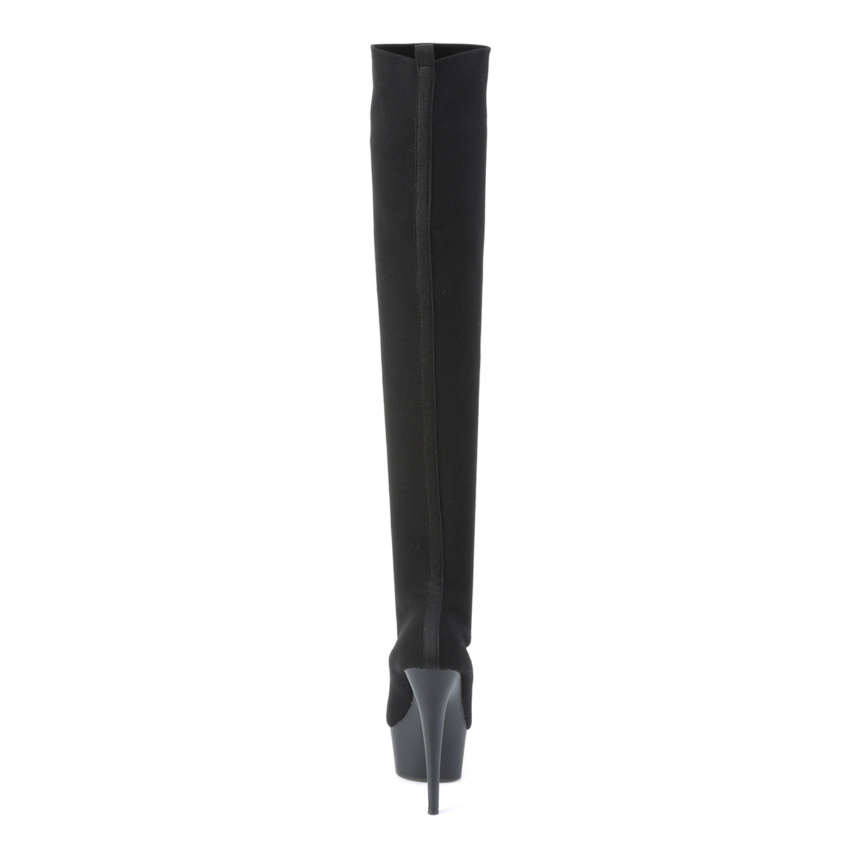 DELIGHT-3002-1 Pleaser Black Stretch Knit Fabric/Black Matte Platform Shoes [Thigh High Boots]