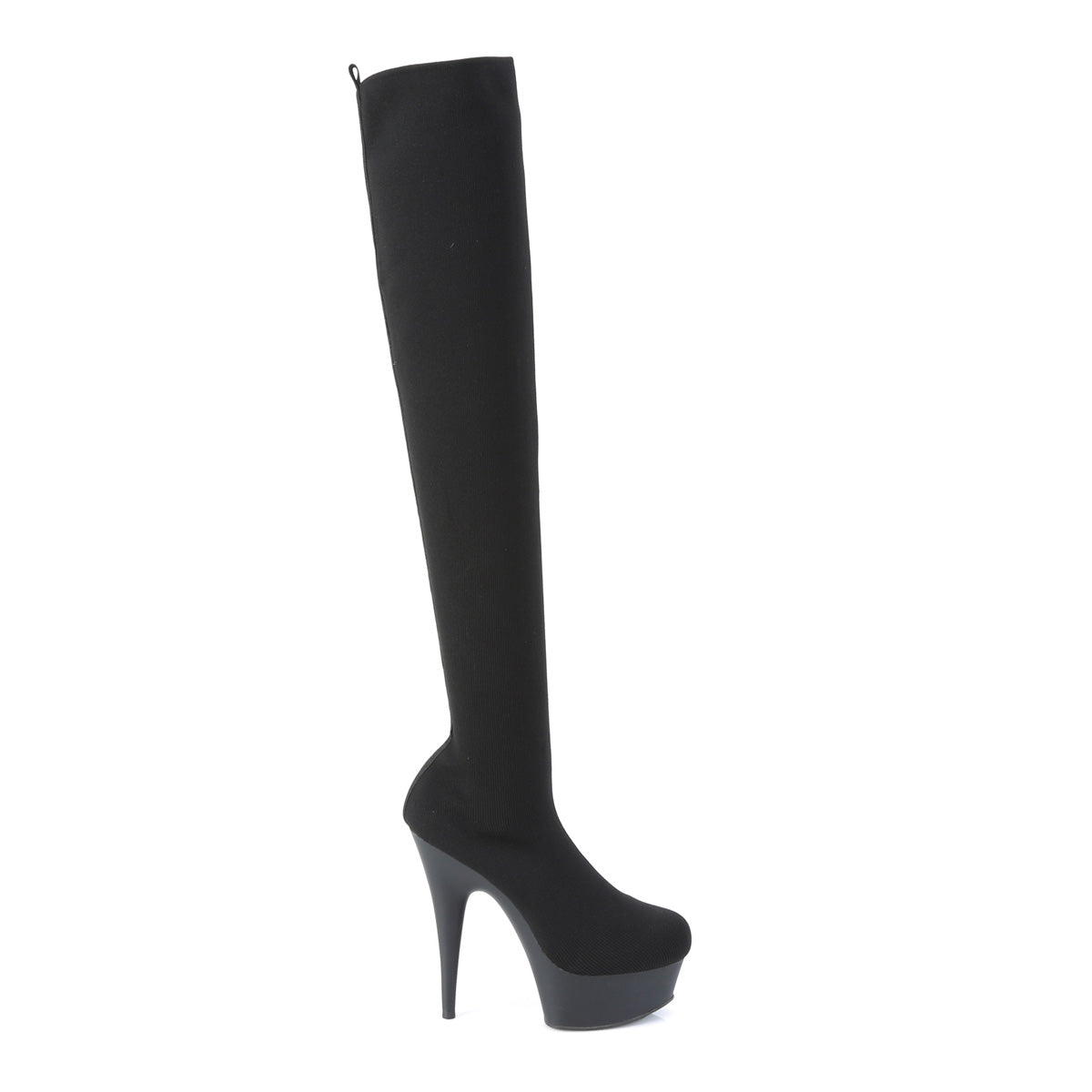 DELIGHT-3002-1 Pleaser Black Stretch Knit Fabric/Black Matte Platform Shoes [Thigh High Boots]