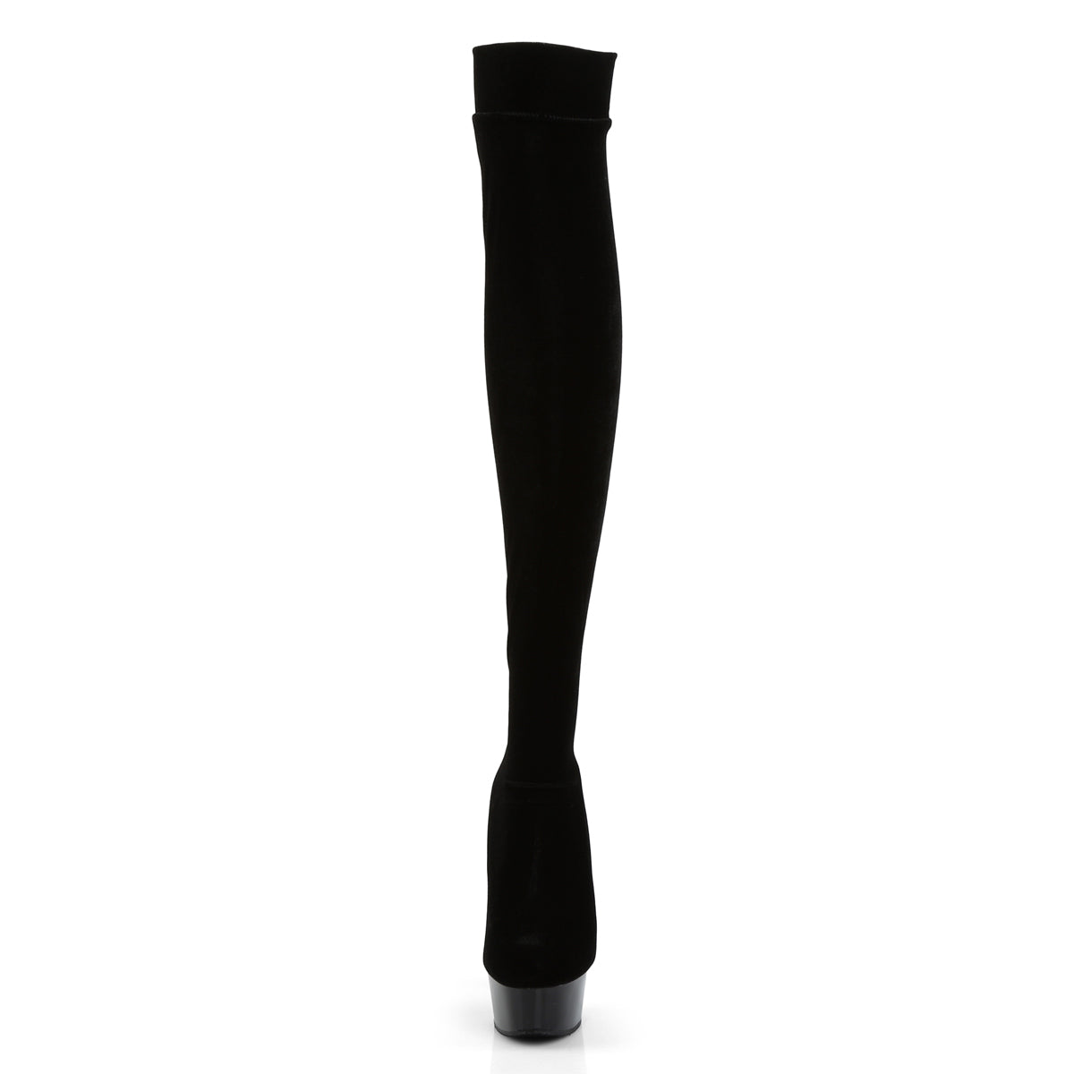 DELIGHT-3002 Pleaser Black Stretch Velvet/Black Platform Shoes [Thigh High Boots]