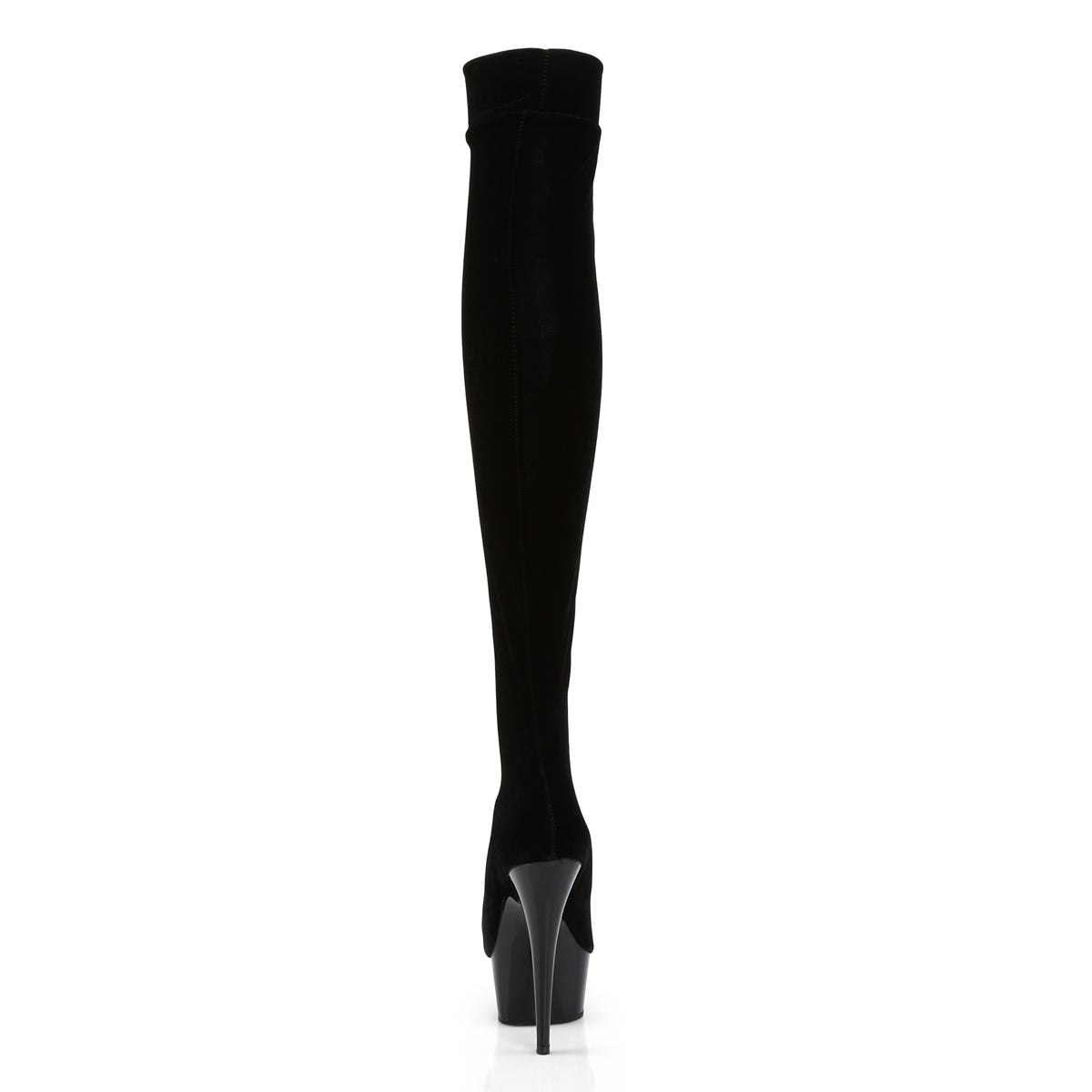 DELIGHT-3002 Pleaser Black Stretch Velvet/Black Platform Shoes [Thigh High Boots]