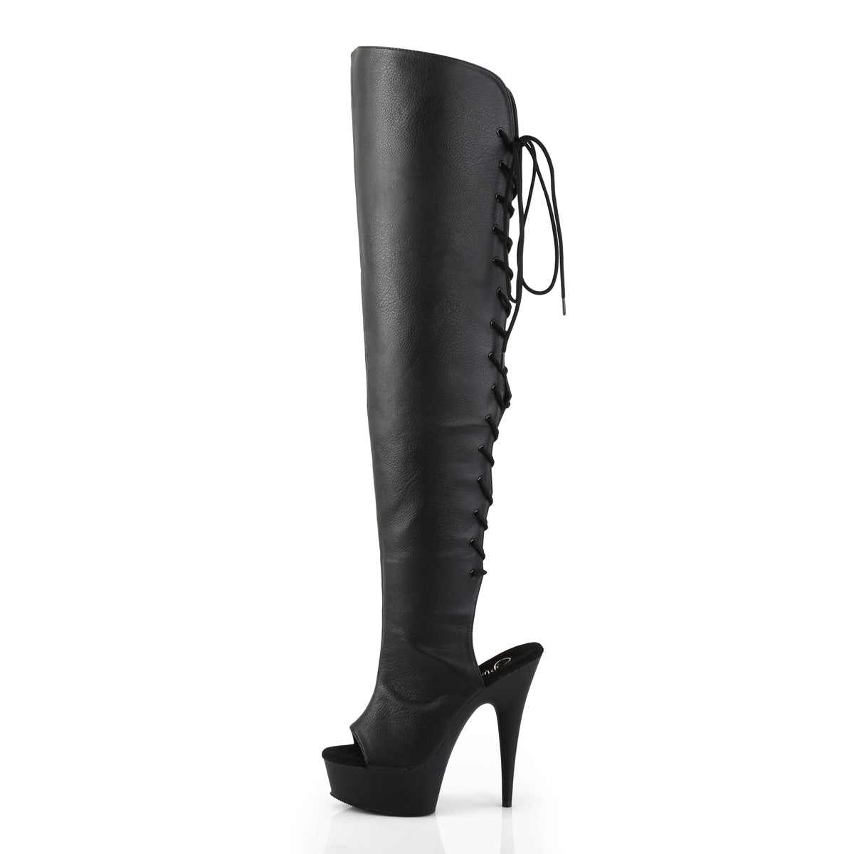 DELIGHT-3019 Pleaser Black Faux Leather/Black Matte Platform Shoes [Thigh High Boots]