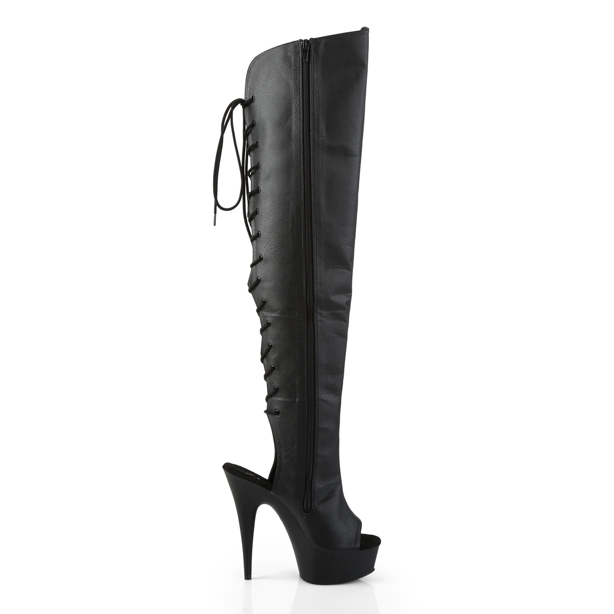 DELIGHT-3019 Pleaser Black Faux Leather/Black Matte Platform Shoes [Thigh High Boots]