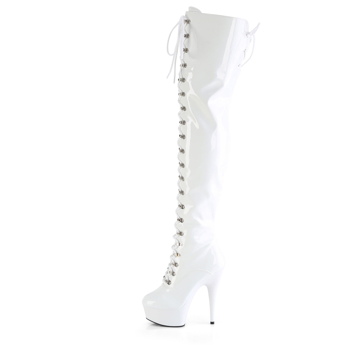 DELIGHT-3022 Pleaser White Stretch Patent/White Platform Shoes [Thigh High Boots]