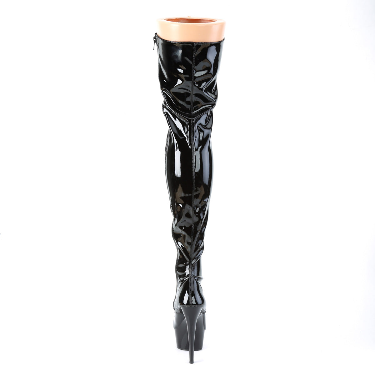 DELIGHT-3023 Pleaser Black Stretch Patent/Black Platform Shoes [Thigh High Boots]