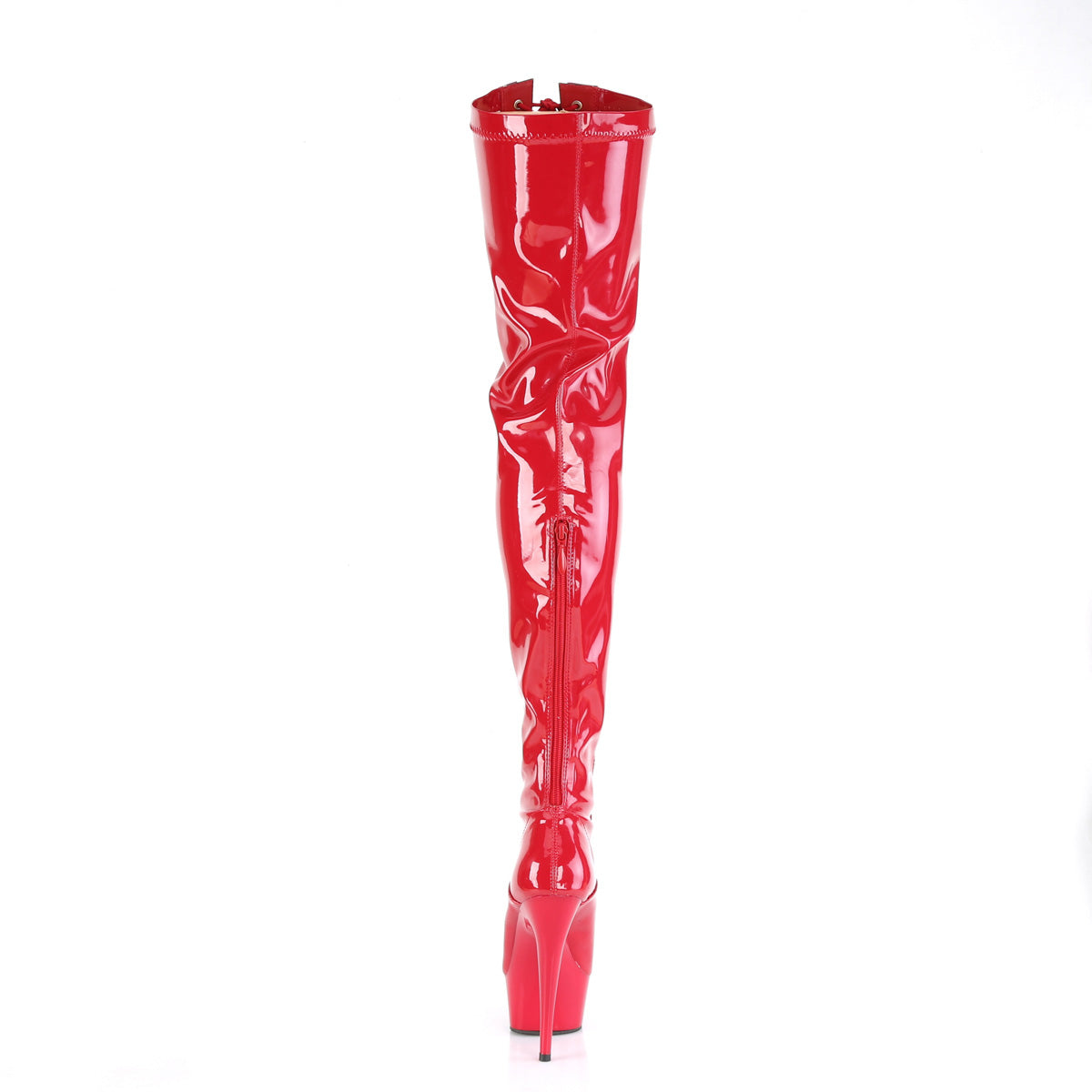 DELIGHT-3027 Pleaser Red-Black Stretch Patent/Red Platform Shoes [Sexy Thigh High Boots]